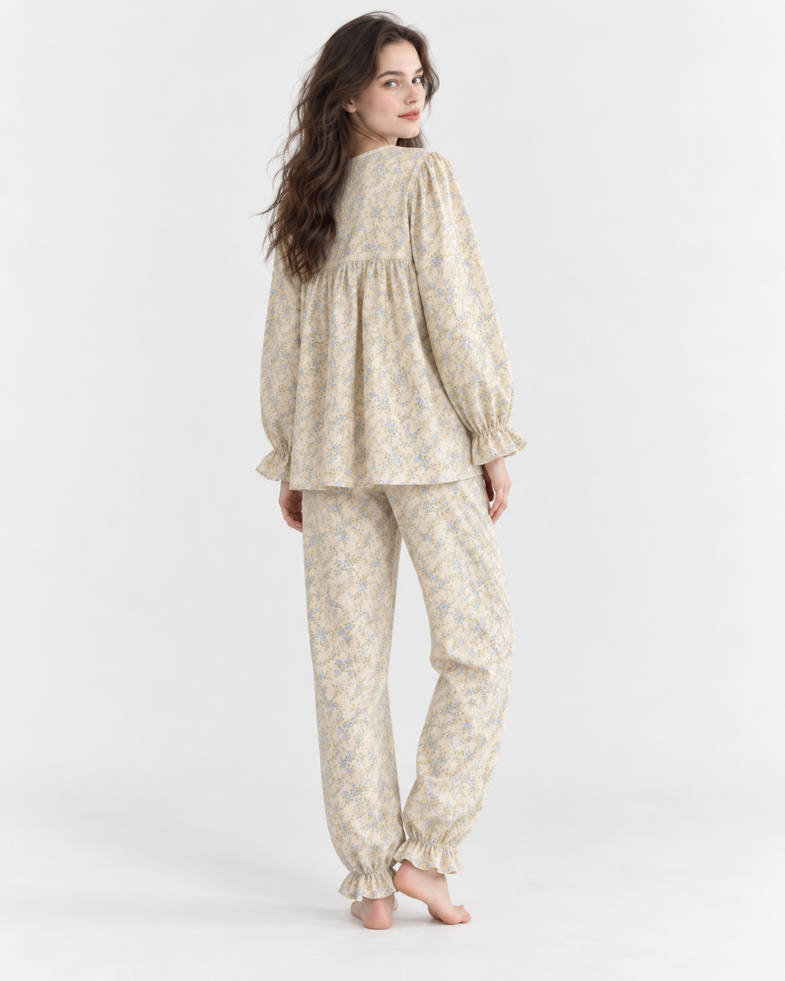 Printed Long Pyjama Set with Bow Detail