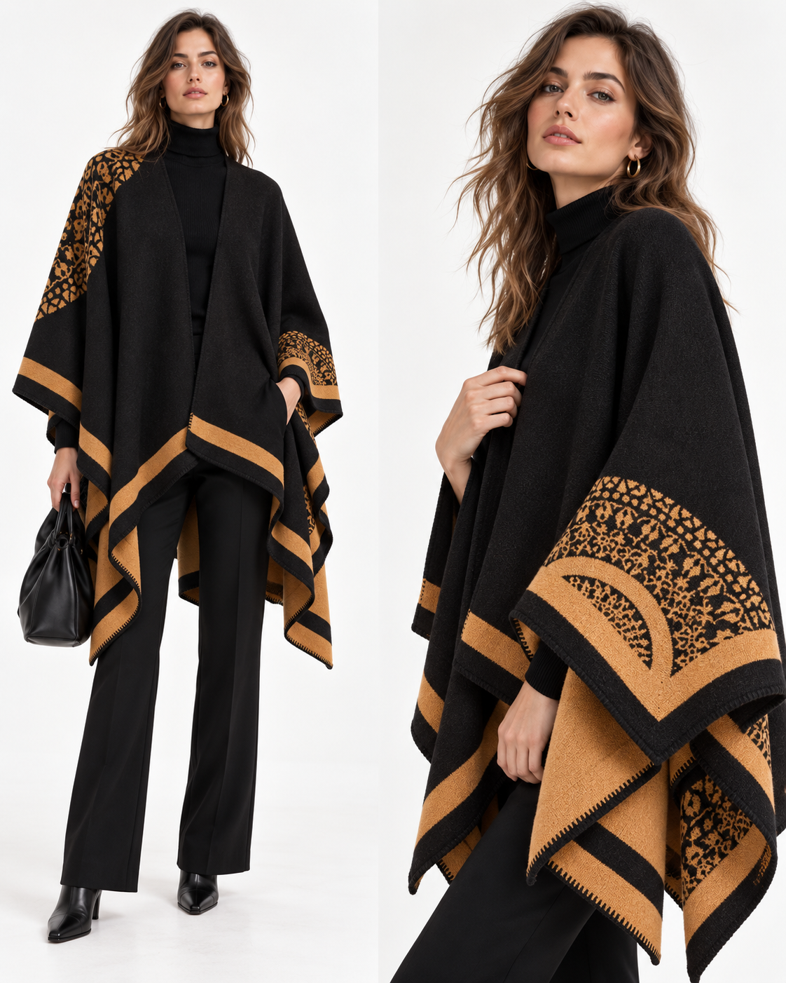 Printed Slit Cape Shawl