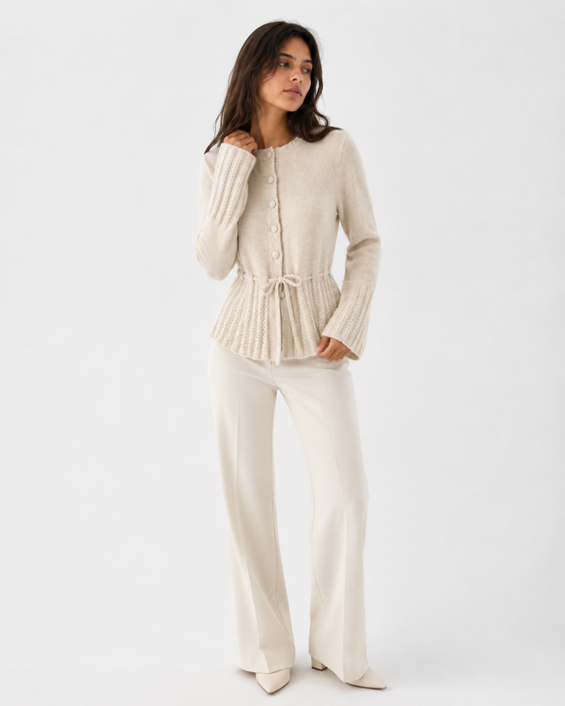 Drawstring Knit Cardigan