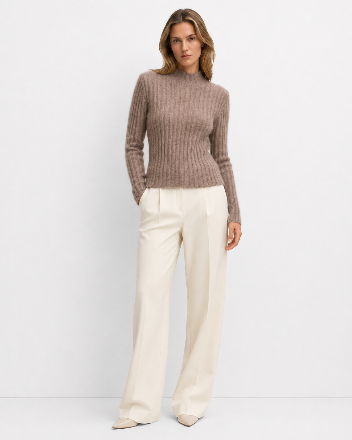Half-High-Neck Knit Sweater