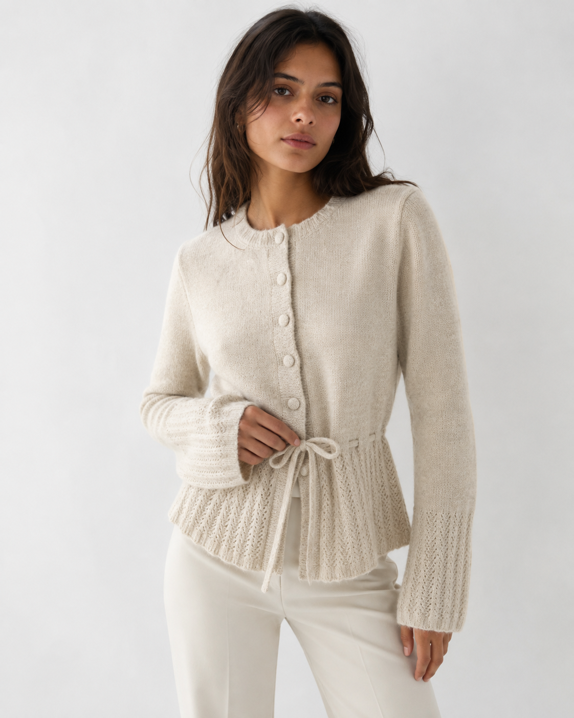 Drawstring Knit Cardigan