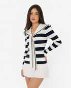 Sailor-Collar Ribbed Knit Blouse