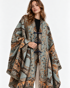Paisley-Print Tassel Cape