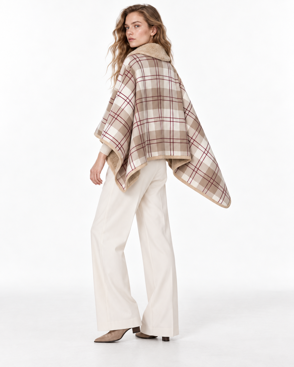 Double-Layer Tartan Blanket Scarf