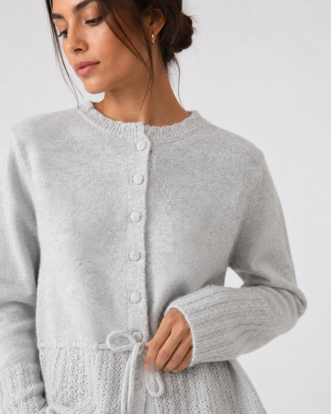 Drawstring Knit Cardigan