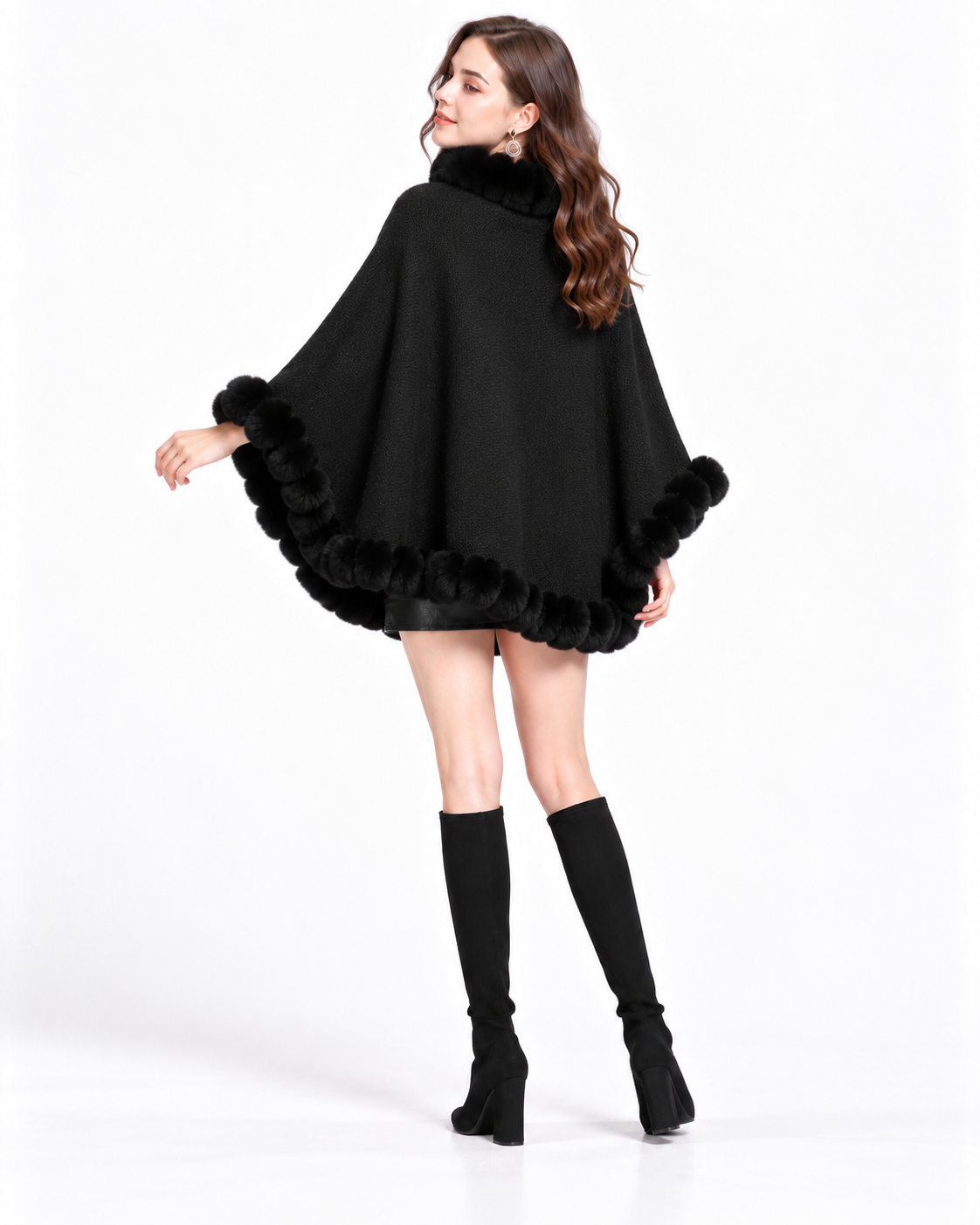 Trimmed Round-Neck Poncho