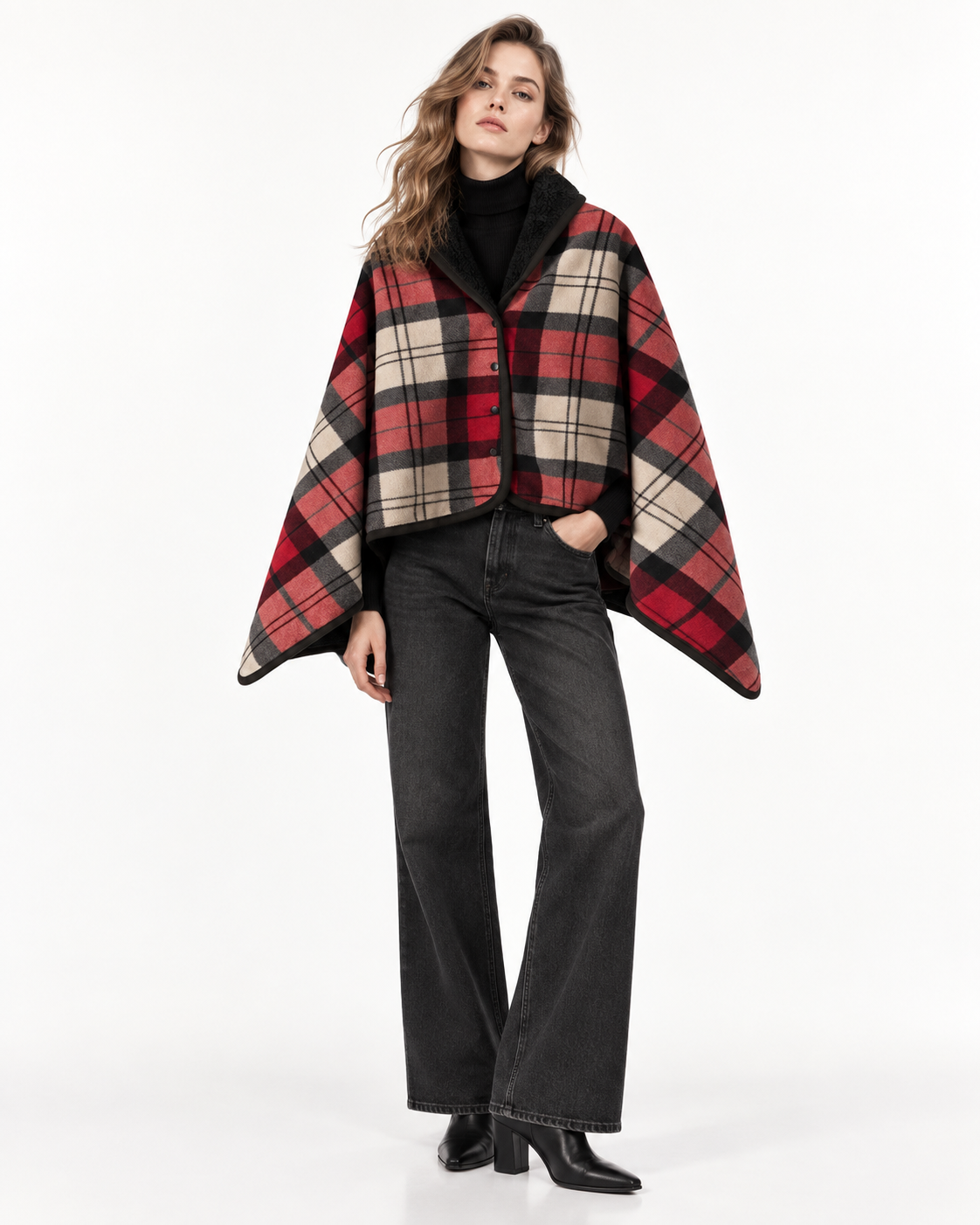 Double-Layer Tartan Blanket Scarf