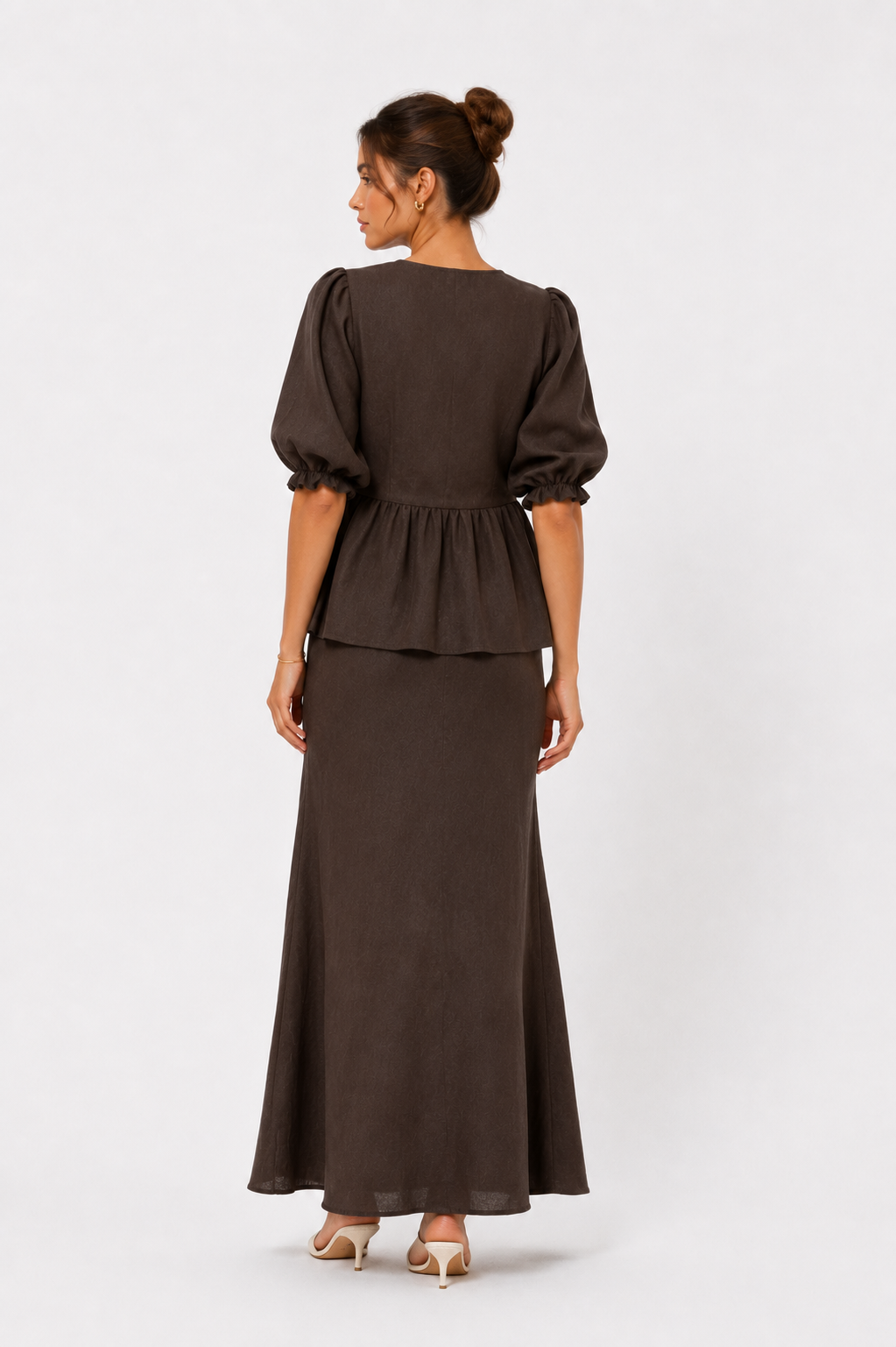 Ruffle Sleeve Blouse and Flowing Maxi Skirt Set