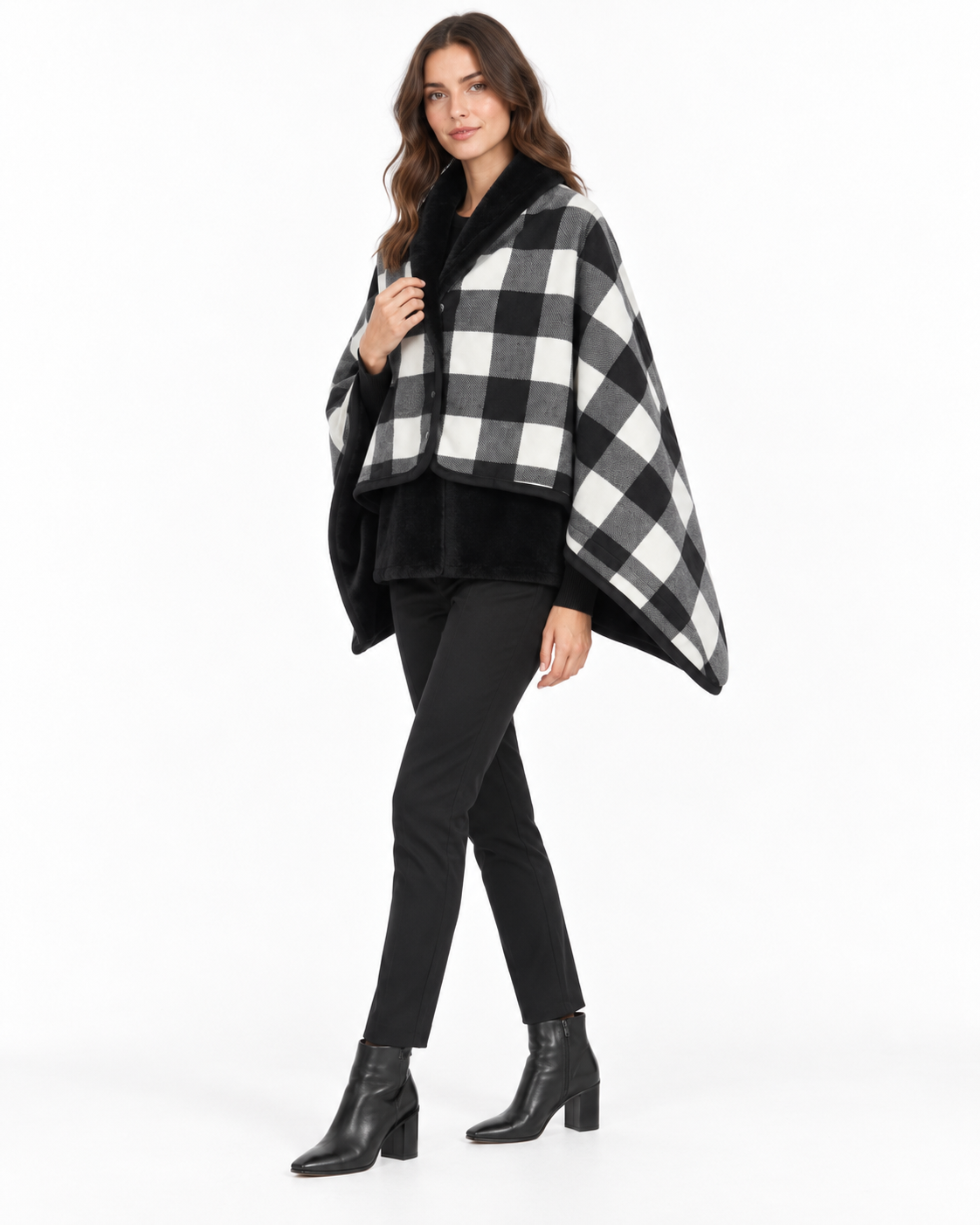 Double-Layer Tartan Blanket Scarf