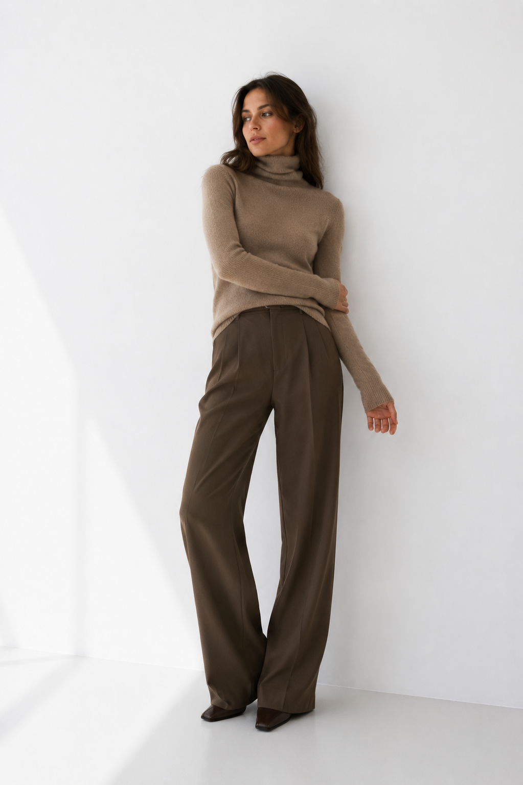 Ribbed Soft-Knit Roll Neck Sweater