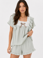 Ruffle-Trim Short Pyjama Set with Bow Detail