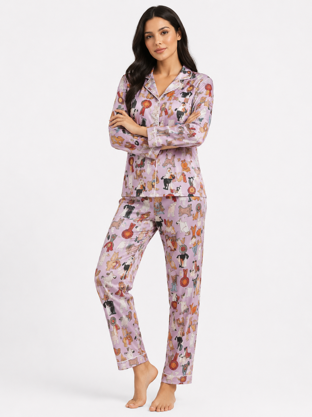 Printed Long Pyjama Set with Jogger Pants