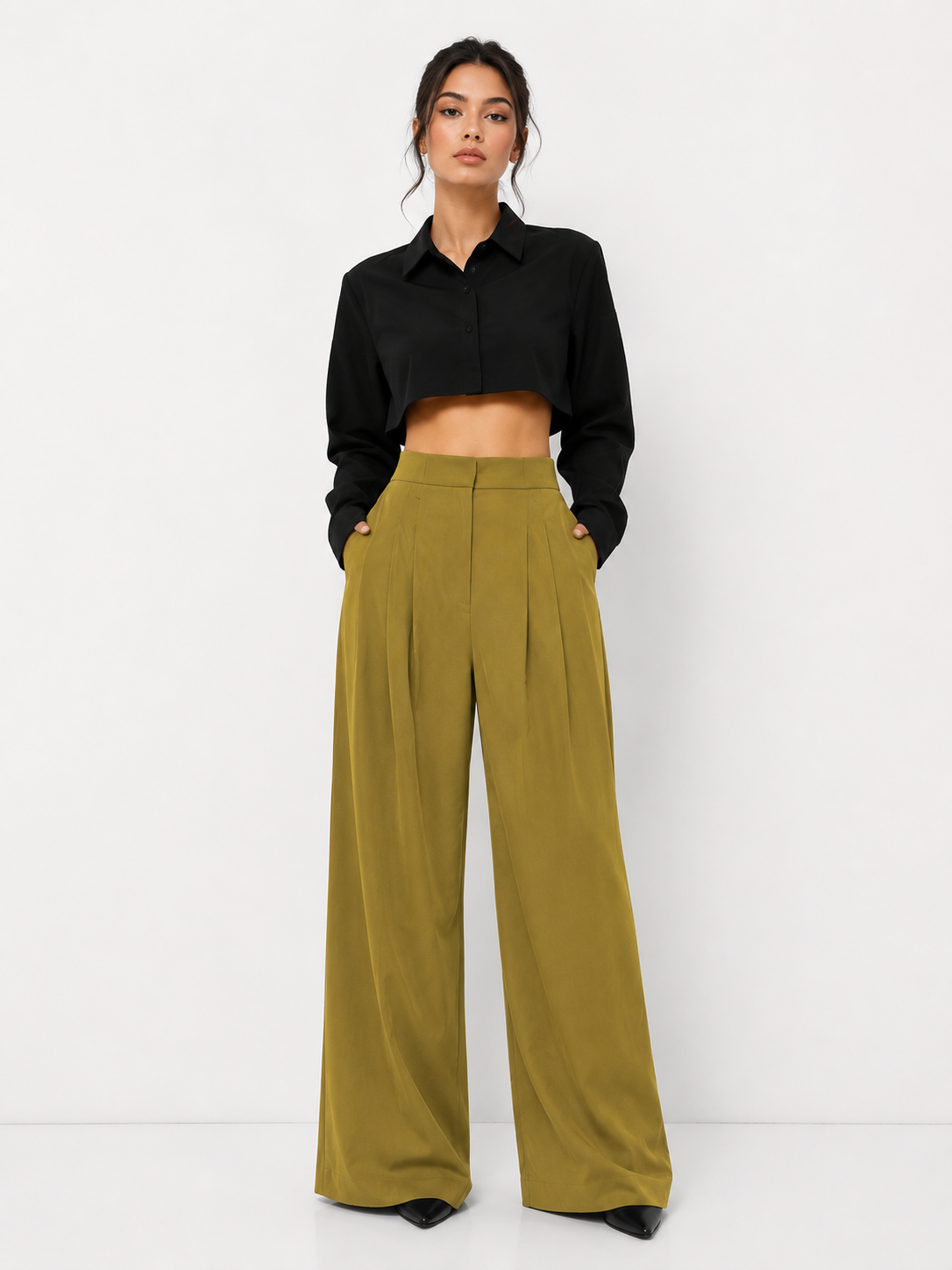Relaxed High-Waist Wide-Leg Pants