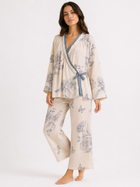 Kimono-Style Wrap Long Pyjama Set with Tie Waist