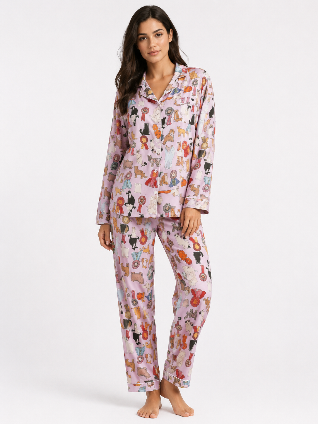 Printed Long Pyjama Set with Jogger Pants