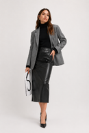 Split-Hem Leather-Effect Pencil Skirt