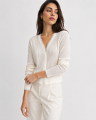 Lace-Trim V-Neck Cardigan