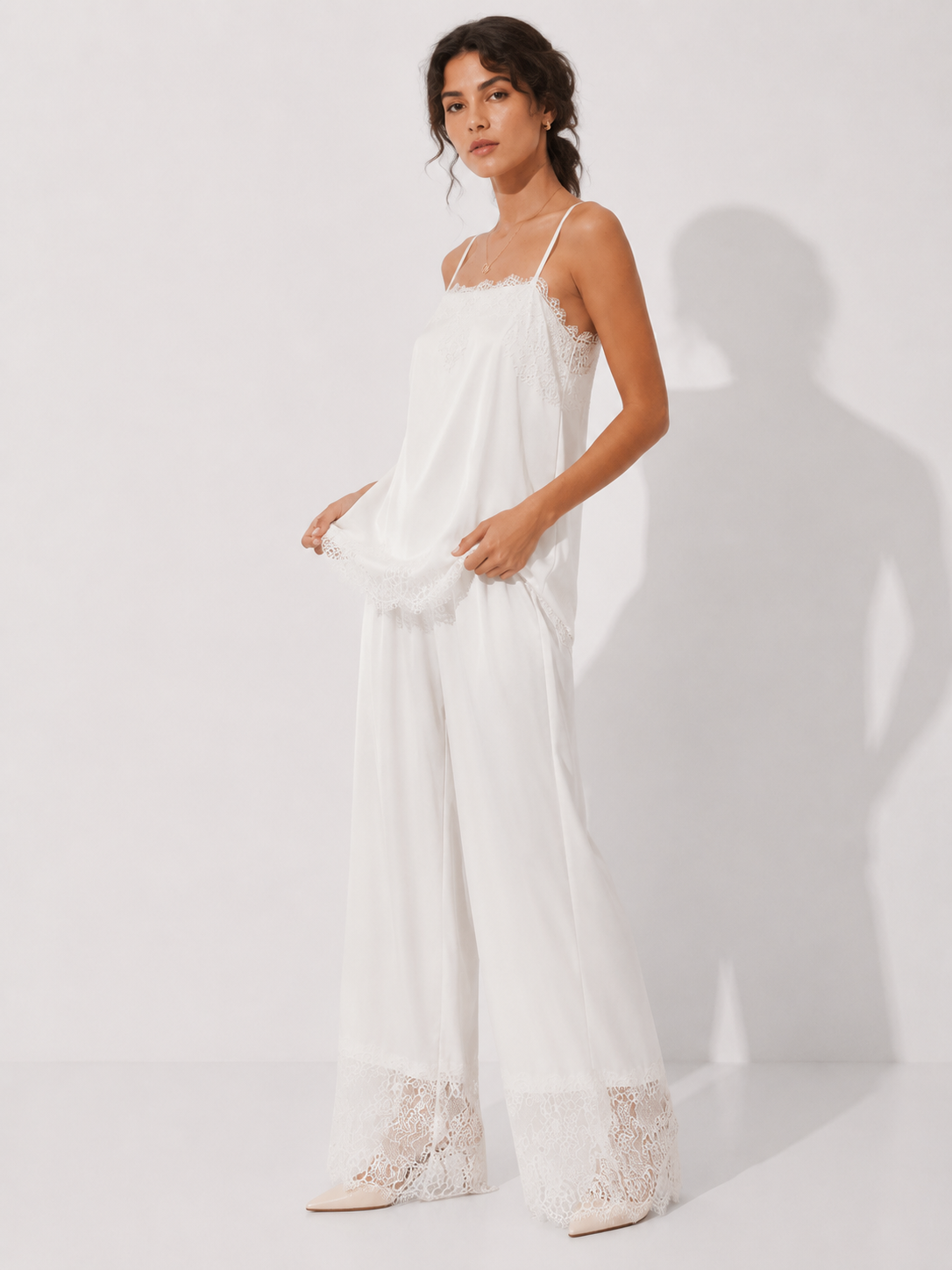 Lace-Trim Camisole and Pants Pyjama Set