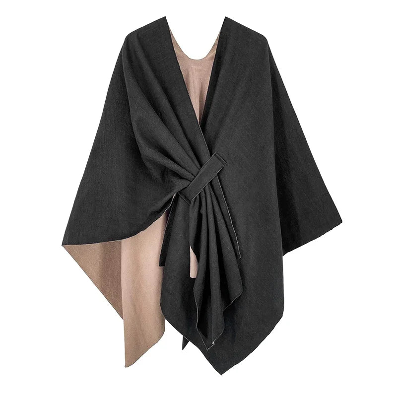 Reversible Patchwork Blanket Poncho