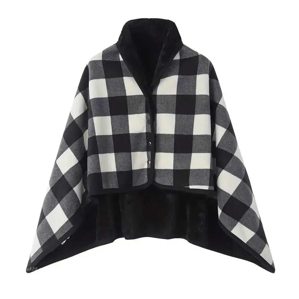 Double-Layer Tartan Blanket Scarf
