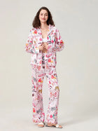 Satin-Finish Long-Sleeved Pyjama Set with Tailored Piping