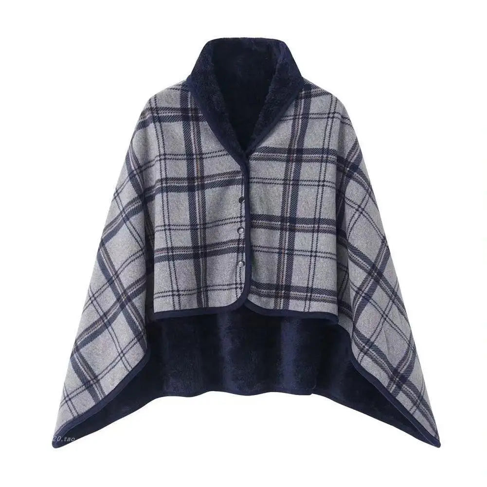 Double-Layer Tartan Blanket Scarf