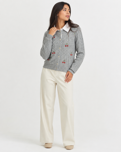 Relaxed Collared Knit Cardigan