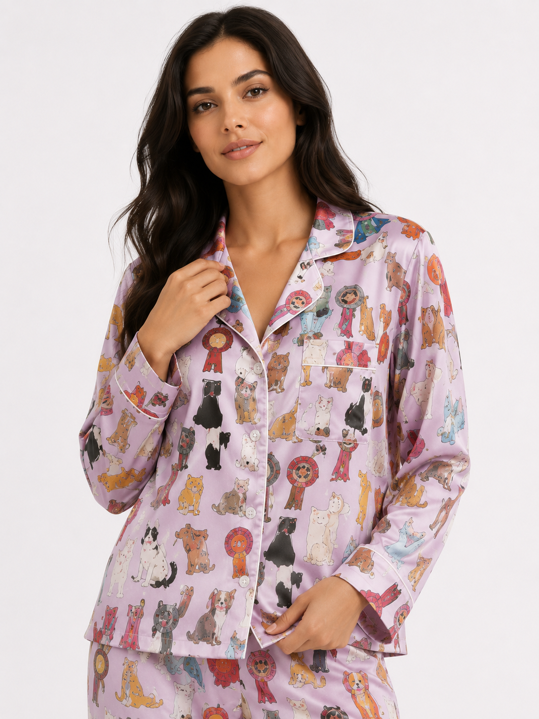 Printed Long Pyjama Set with Jogger Pants