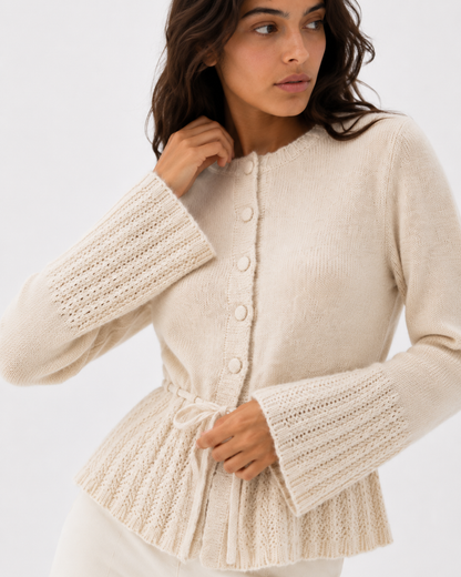 Drawstring Knit Cardigan