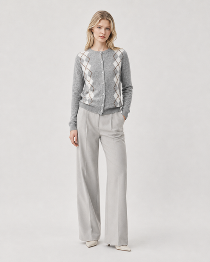 Argyle Crew-Neck Cardigan
