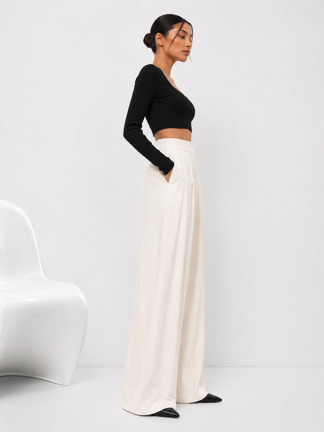 Relaxed High-Waist Wide-Leg Pants