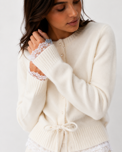 Tie-Front Contrast Cardigan