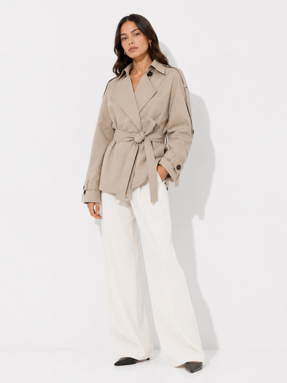 Belted Cropped Trench Jacket