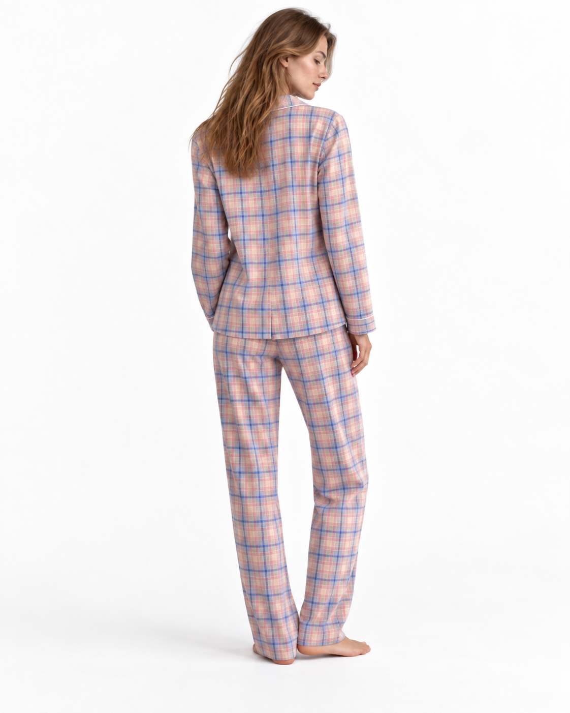 Check-Pattern Long-Sleeve Pyjama Set
