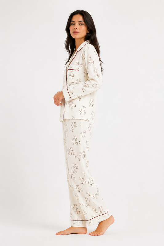 Cardigan-Style Long Pyjama Set