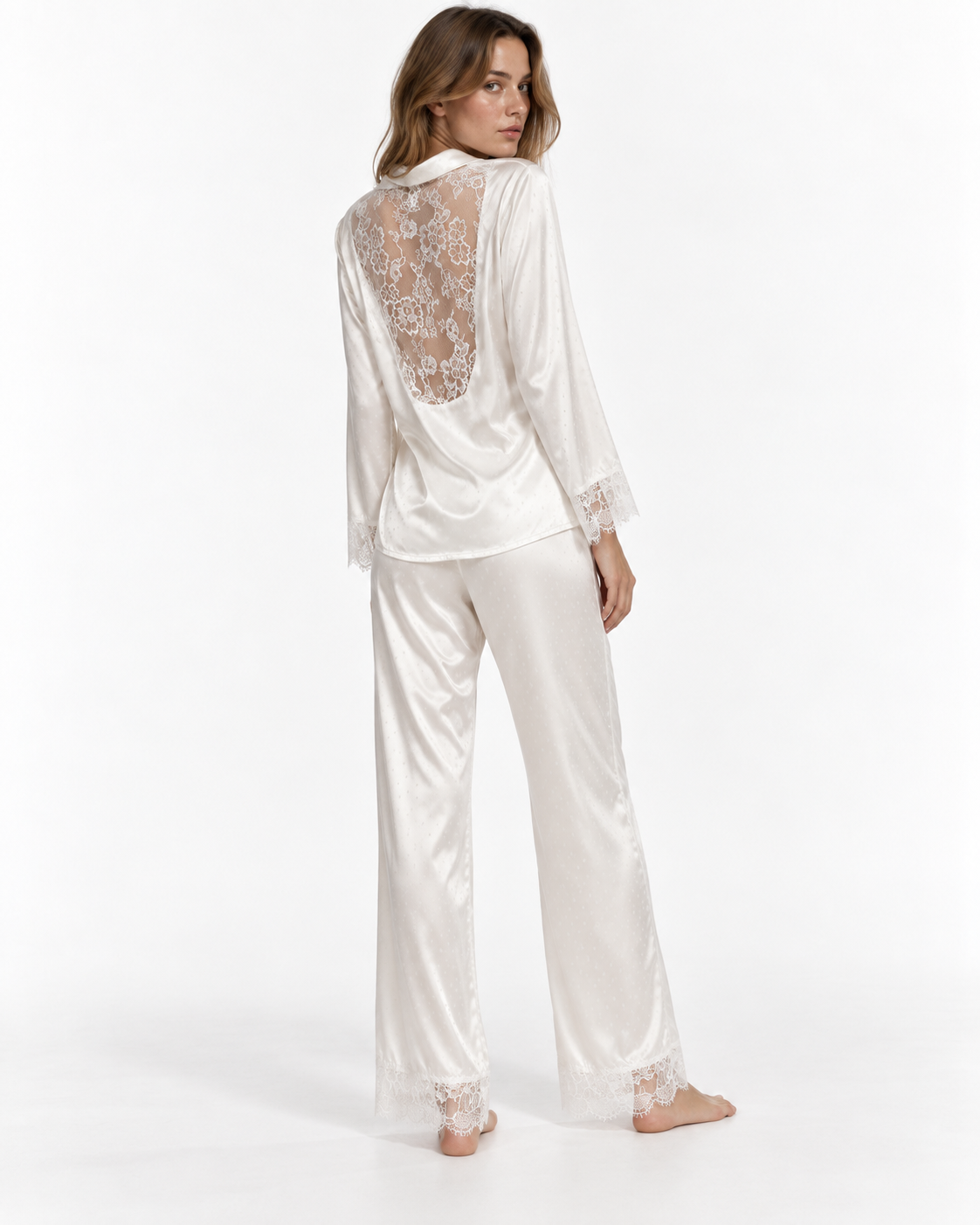 Lace-Detail Long Pyjama Set