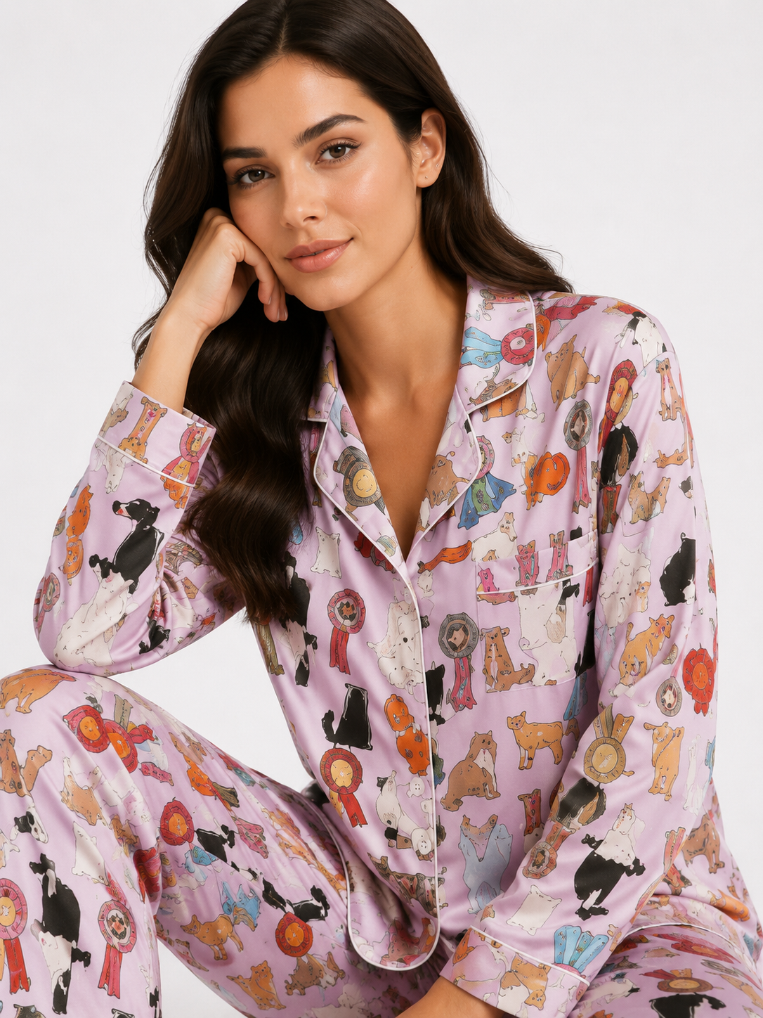 Printed Long Pyjama Set with Jogger Pants