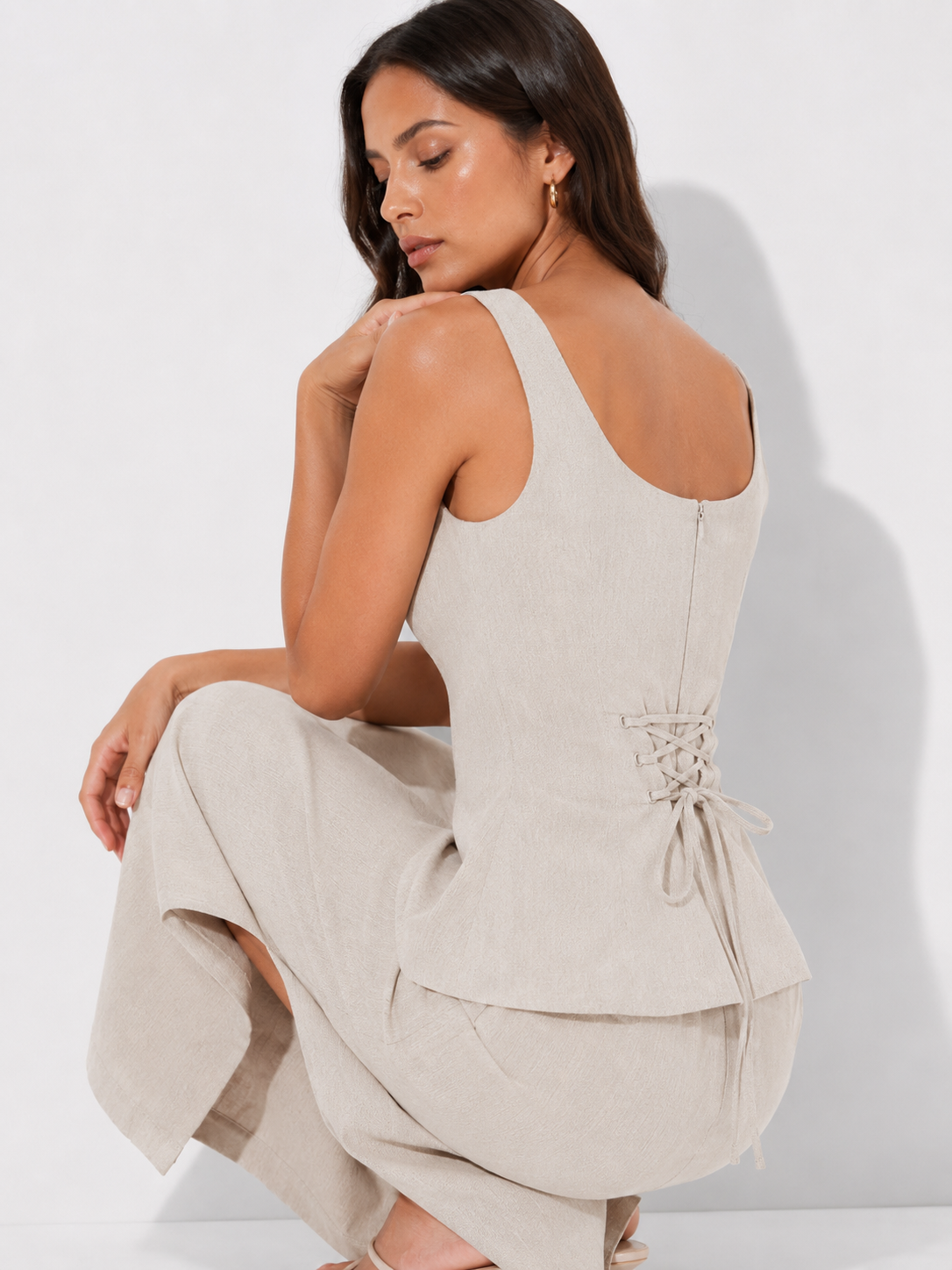 Sleeveless Peplum Top and Maxi Skirt Set