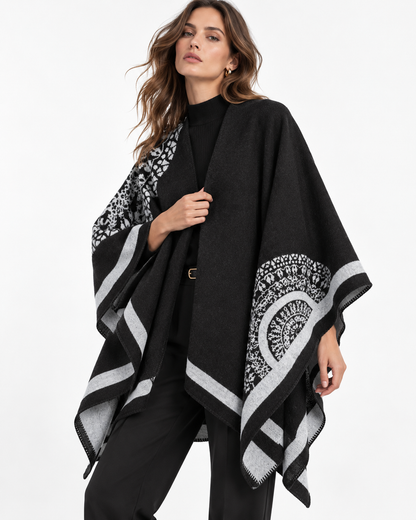 Printed Slit Cape Shawl