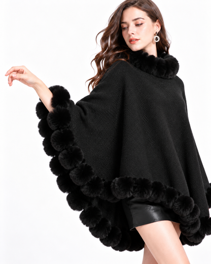 Trimmed Round-Neck Poncho