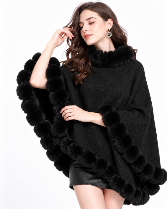 Trimmed Round-Neck Poncho