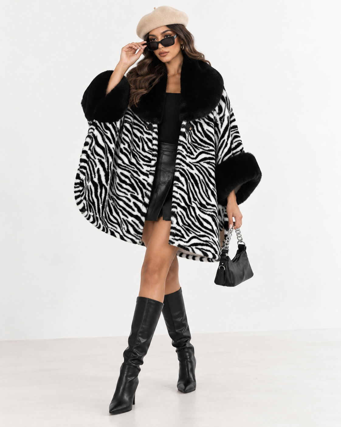 Animal-Print Batwing Cape