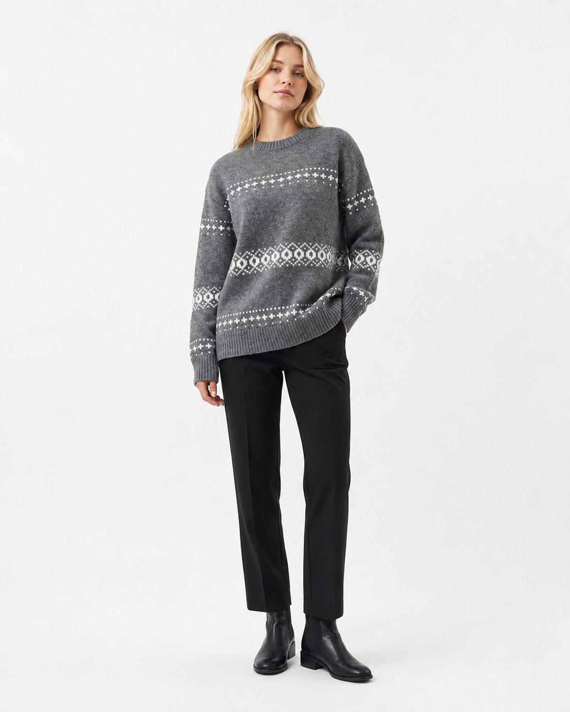 Fair-Isle Crew-Neck Sweater