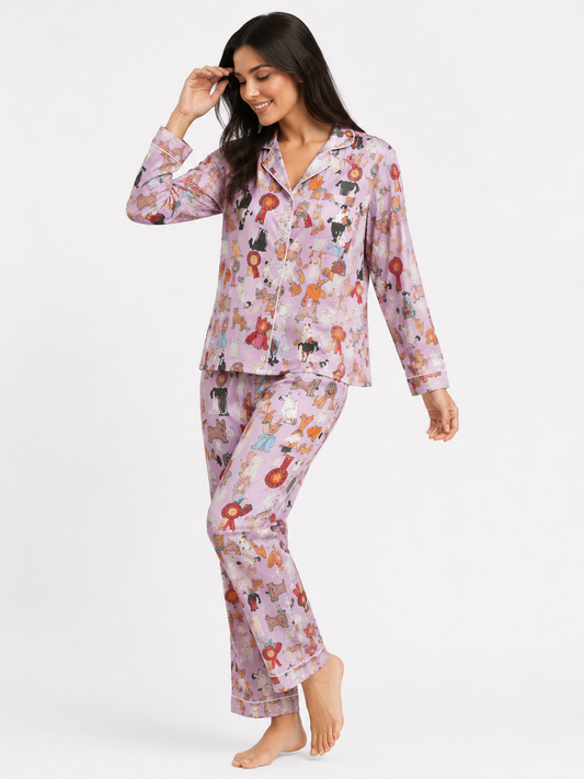 Printed Long Pyjama Set with Jogger Pants