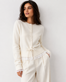 Tie-Front Contrast Cardigan