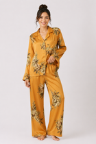 Satin-Look Long Pyjama Set with Revere Collar