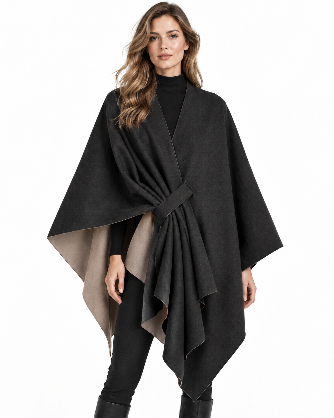 Reversible Patchwork Blanket Poncho