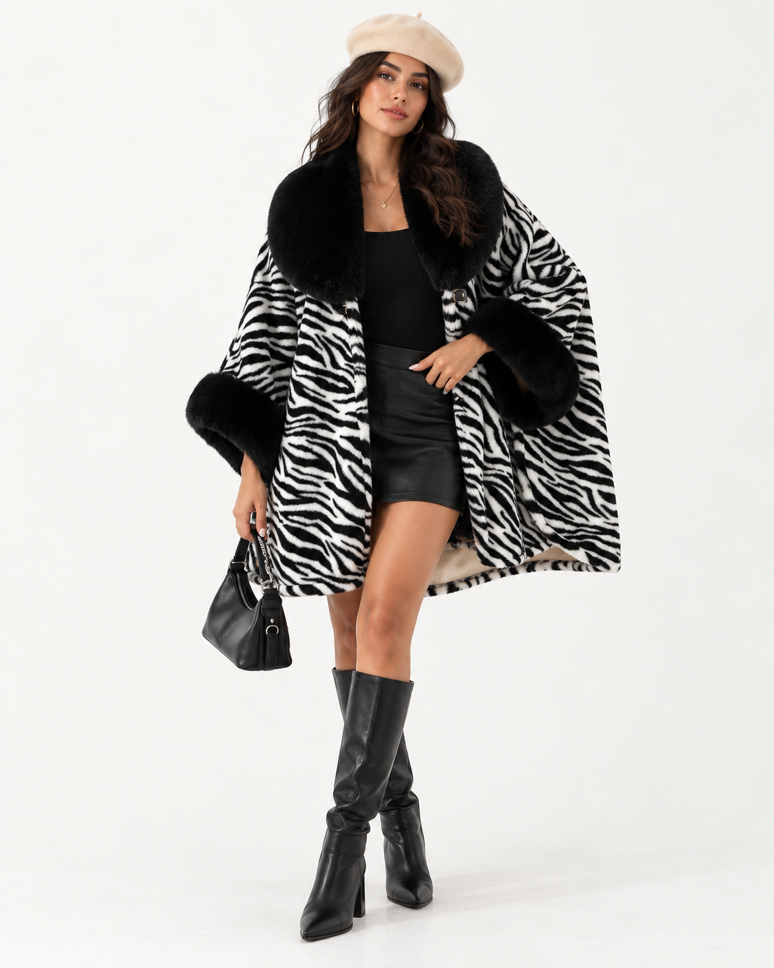 Animal-Print Batwing Cape