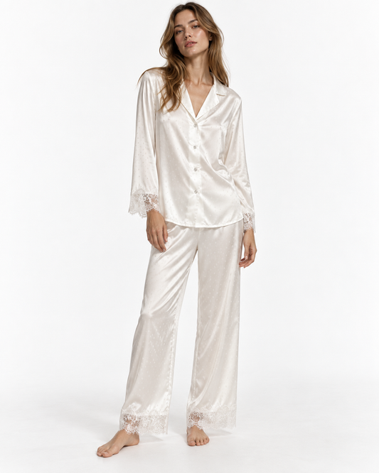 Lace-Detail Long Pyjama Set