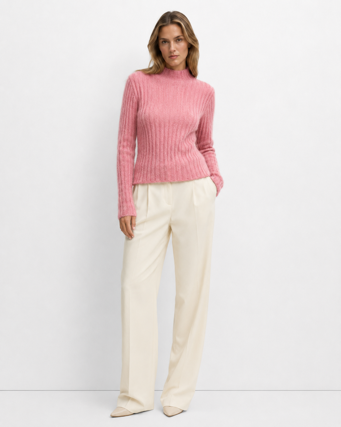 Half-High-Neck Knit Sweater